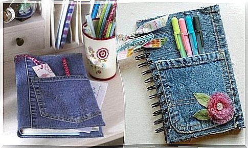 Old jeans can also be used to protect cute booklets