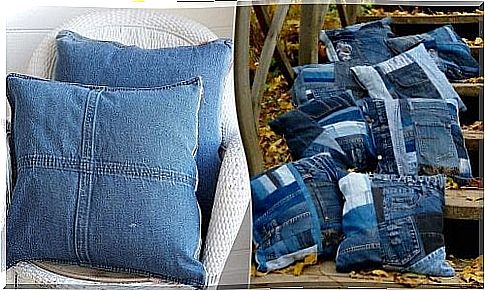 Old denim can also be used to make new pillows