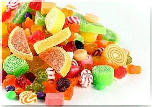 Candies contain a lot of white sugar