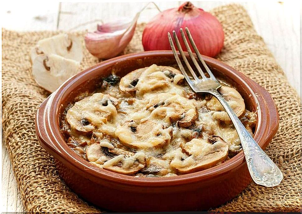 mushroom gratin