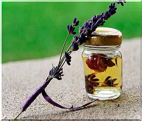 lavender essential oil in a jar