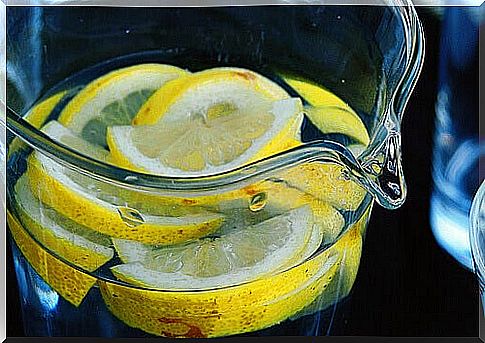 lemon water in a jug