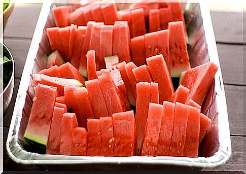 watermelon in a pan