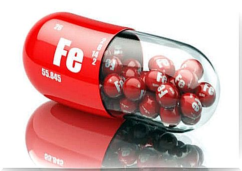 Iron supplement in the capsule.